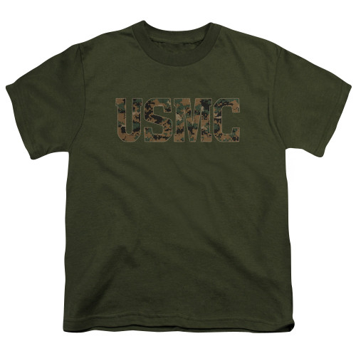 Image for U.S. Marine Corps Youth T-Shirt - USMC Camo Fill on Green