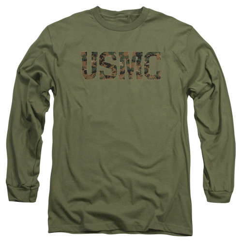 Image for U.S. Marine Corps Long Sleeve T-Shirt - USMC Camo Fill on Green