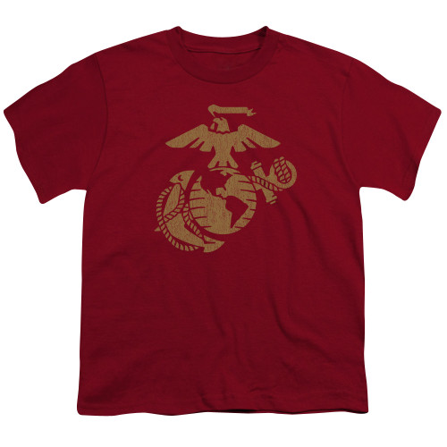 Image for U.S. Marine Corps Youth T-Shirt - Gold Emblem on Red