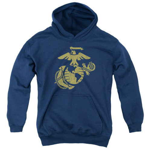 Image for U.S. Marine Corps Youth Hoodie - Gold Emblem on Navy