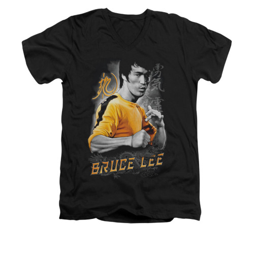 Bruce Lee V-Neck T-Shirt - Yellow Dragon