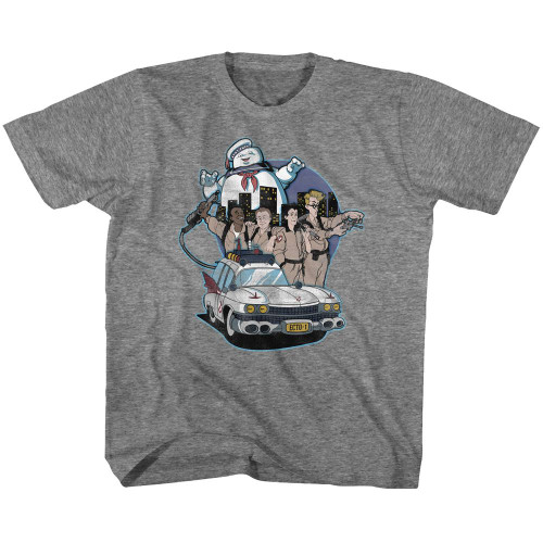 Image for The Real Ghostbusters Bustin' Buddies Youth Heather T-Shirt