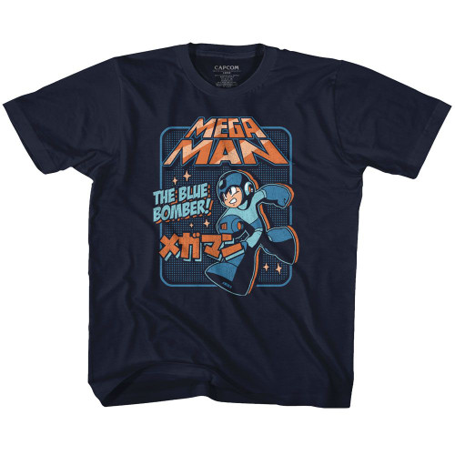 Image for Mega Man Graphic Blu Bomber Youth T-Shirt