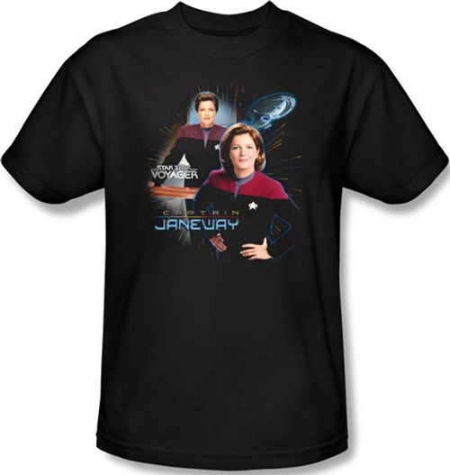 Image Closeup for Star Trek Voyager T-Shirt - Captain Janeway