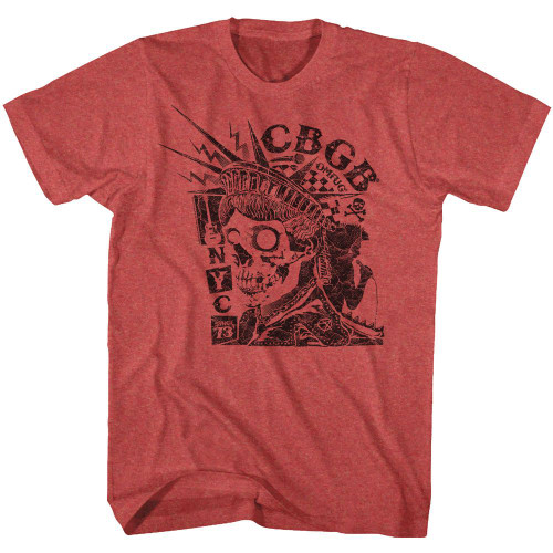 Image for CBGB Heather T-Shirt - Liberty Skull NYC Since '73