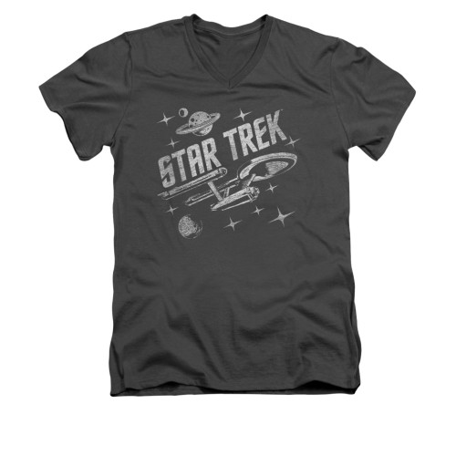 Image for Star Trek V Neck T-Shirt - Through Space