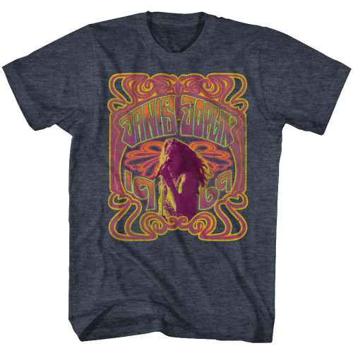 Image for Janis Joplin Heather T-Shirt - Psychedelic