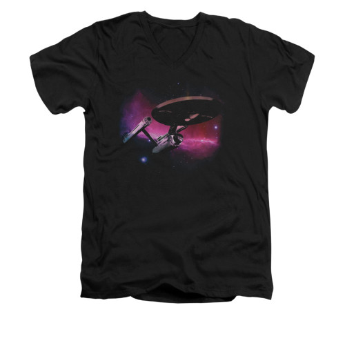 Image for Star Trek V Neck T-Shirt - Ship Nebula