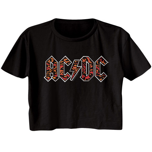 Image for AC/DC Leopard Print Ladies Short Sleeve Crop Top