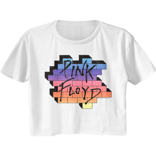 Image for Pink Floyd Rainbow Wall Ladies Short Sleeve Crop Top