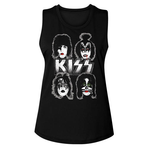 Image for Kiss Band Faces Ladies Muscle Tank Top