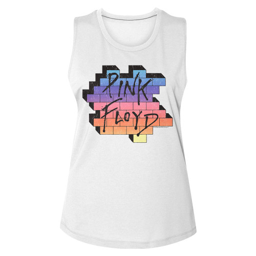 Image for Pink Floyd Rainbow Wall Ladies Muscle Tank Top