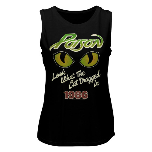 Image for Poison Look What The Cat Dragged In 1986 Ladies Muscle Tank Top