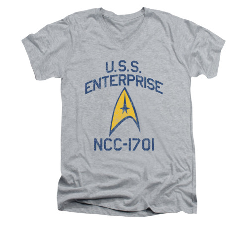 Image for Star Trek V Neck T-Shirt - Collegiate Arch