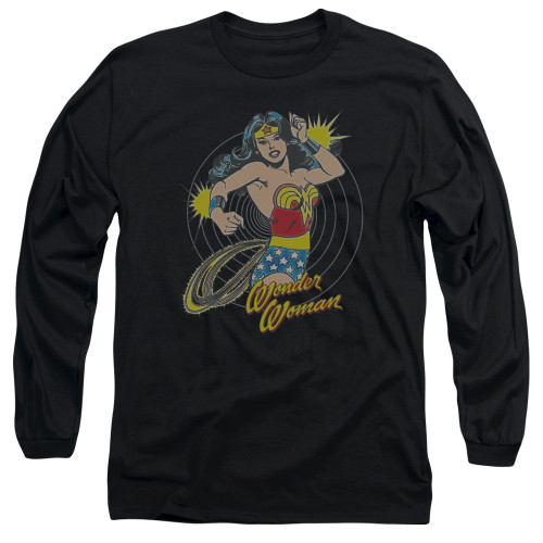 Image for Wonder Woman Long Sleeve Shirt - Spinning on Black