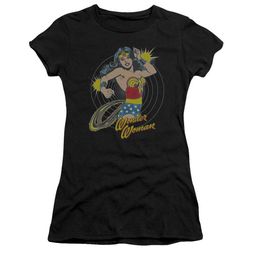 Image for Wonder Woman Girls T-Shirt - Spinning on Black