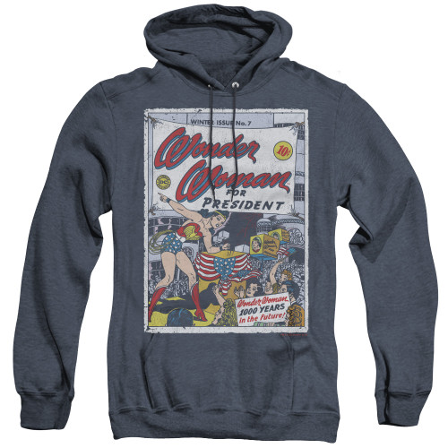 Image for Wonder Woman Heather Hoodie - WW for President on Navy