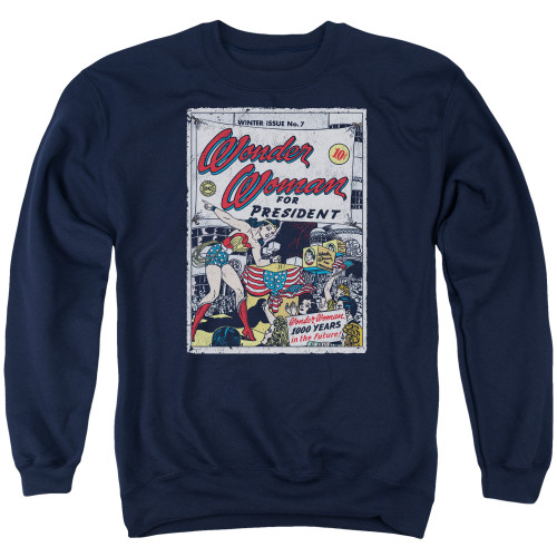 Image for Wonder Woman Crewneck - WW for President on Navy