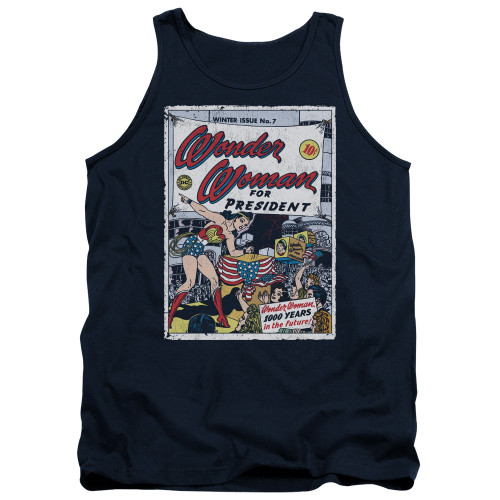Image for Wonder Woman Tank Top - WW for President on Navy