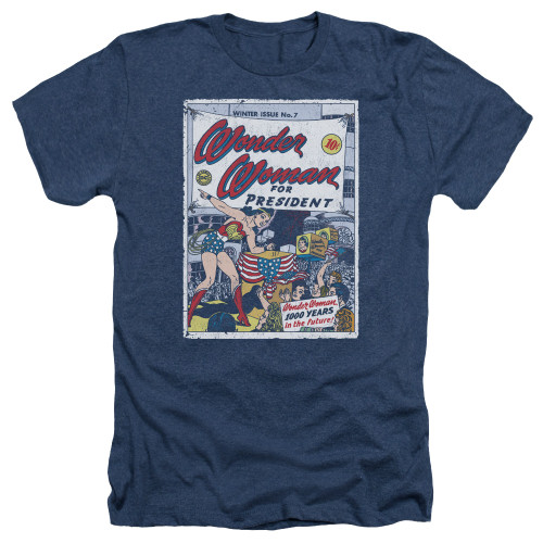 Image for Wonder Woman Heather T-Shirt - WW for President on Navy