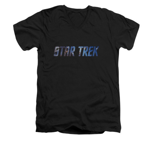 Image for Star Trek V Neck T-Shirt - Space Logo