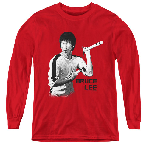 Image for Bruce Lee Youth Long Sleeve T-Shirt - Nunchuck