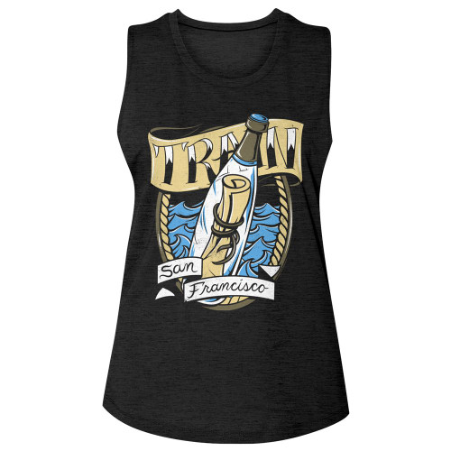 Image for Train Message in a Bottle Ladies Slub Sleeveless Crew Neck Tee