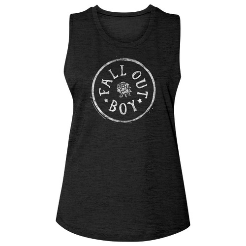 Fall Out Boy Circle Rose Ladies Slub Sleeveless Crew Neck Tee