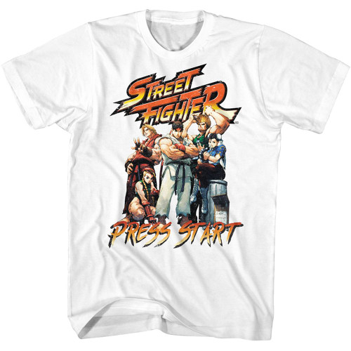 Street Fighter T-Shirt - Press Start on White
