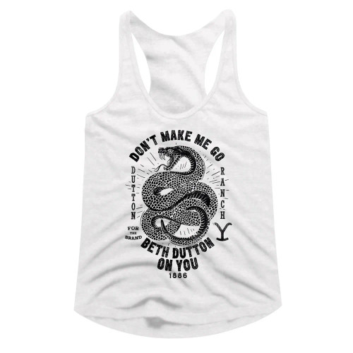 Yellowstone Snake Dont Make Me Juniors Racerback Tank Top