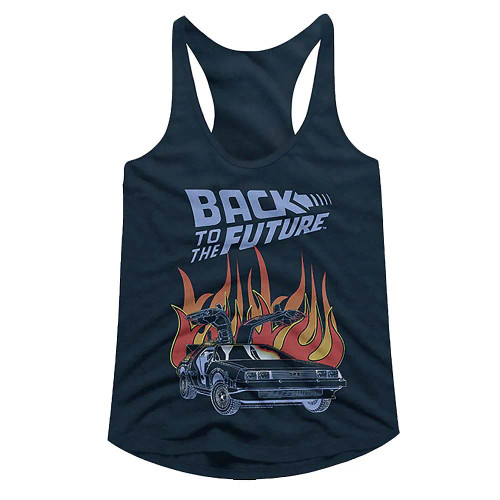 Back to the Future Flames Racerback Juniors Tank Top