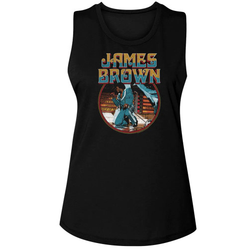 James Brown Kneel Circle Ladies Muscle Tank Top