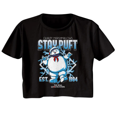 The Real Ghostbusters Stay Puft Electricity Ladies Short Sleeve Crop Top