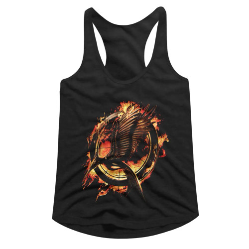 The Hunger Games Flaming Mockingjay Racerback Juniors Tank Top