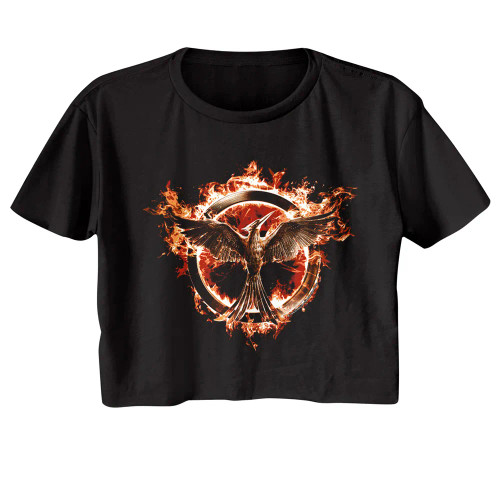 The Hunger Games Flaming Mockingjay Ladies Short Sleeve Crop Top