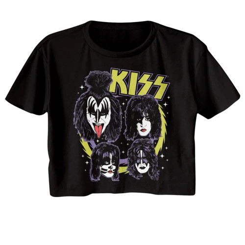 Kiss Spike Circles Ladies Short Sleeve Crop Top