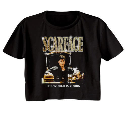 Scarface Gold Logo Ladies Short Sleeve Crop Top