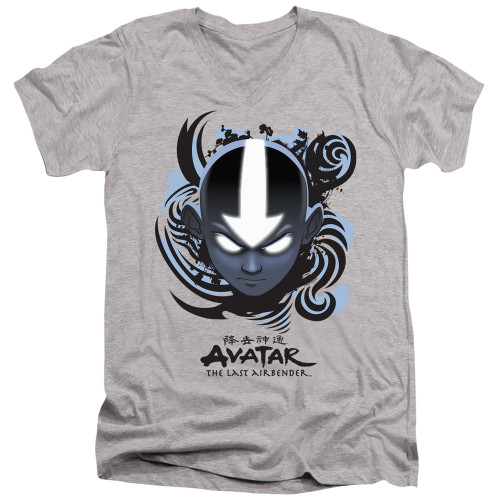 Avatar The Last Airbender T-Shirt - V Neck - Blue and Black Kanji