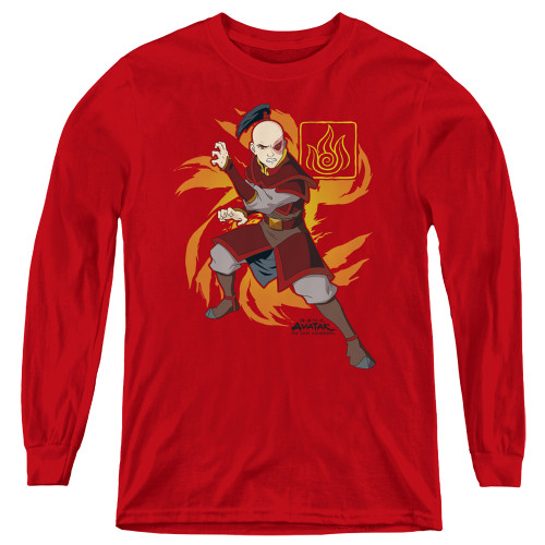 Avatar The Last Airbender Youth Long Sleeve T-Shirt - Zuko Flame Burst