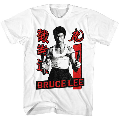Bruce Lee T-Shirt - White Nunchucks