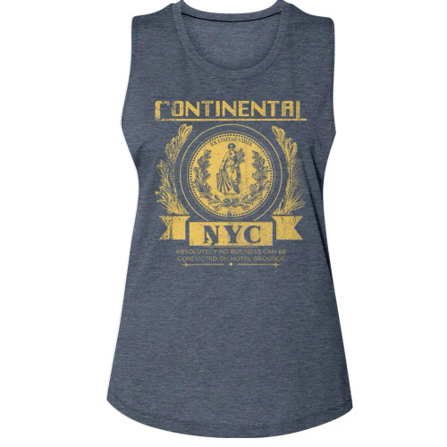 John Wick Continental NYC on Indigo Ladies Muscle Tank Top
