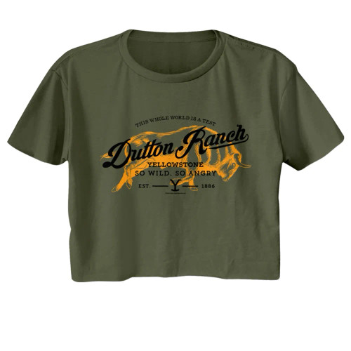 Yellowstone Dutton Ranch Buffalo Ladies Short Sleeve Crop Top