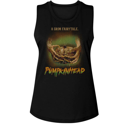 Pumpkinhead Claws Holding A Nasty Pumpkin Ladies Muscle Tank Top