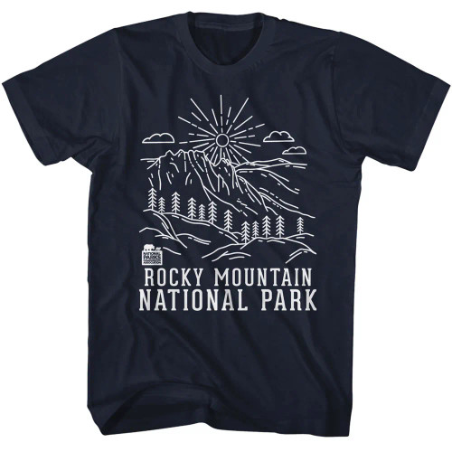 National Parks Conservation Association T Shirt - Rocky Mountain Minimal Line Art