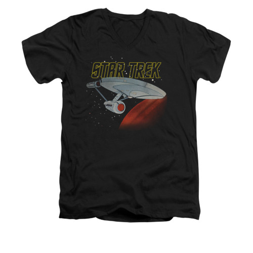 Image for Star Trek V Neck T-Shirt - Cartoon Enterprise