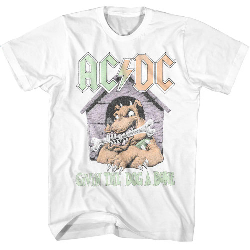AC/DC T-Shirt - White Givin The Dog A Bone