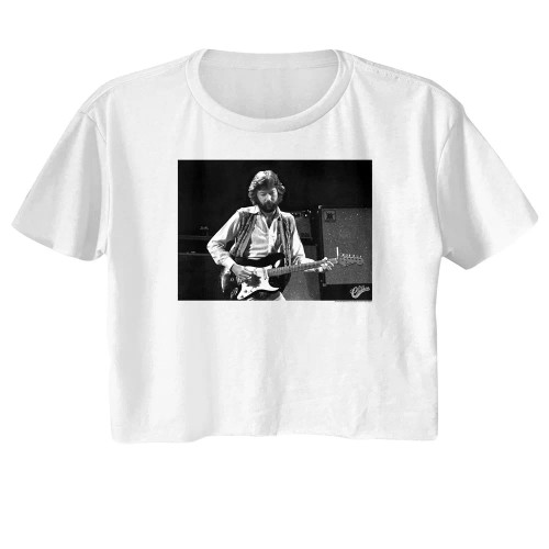 Eric Clapton Black White Guitar Ladies Short Sleeve Crop Top