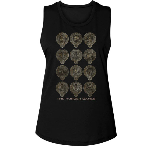The Hunger Games District Badges Ladies Muscle Tank Top