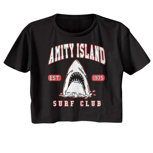 Jaws Surf Club Collegiate Ladies Short Sleeve Crop Top