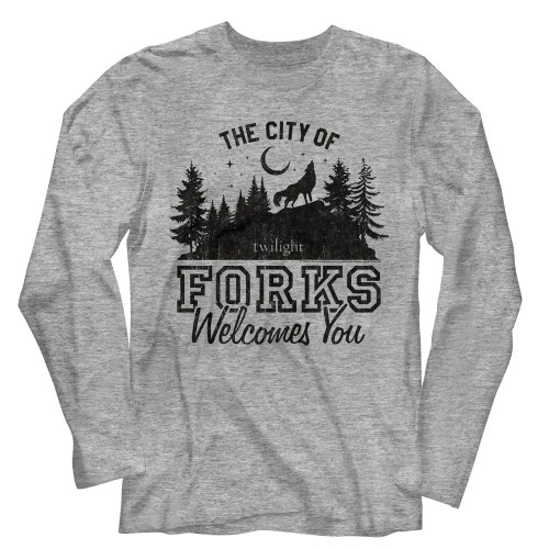 Twilight Long Sleeve T Shirt - Grey City of Forks